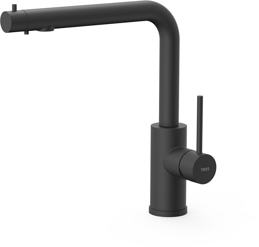 Tres Cocina bateria kuchenna stojąca z podłączeniem do filtra wody czarny mat 23045303NM