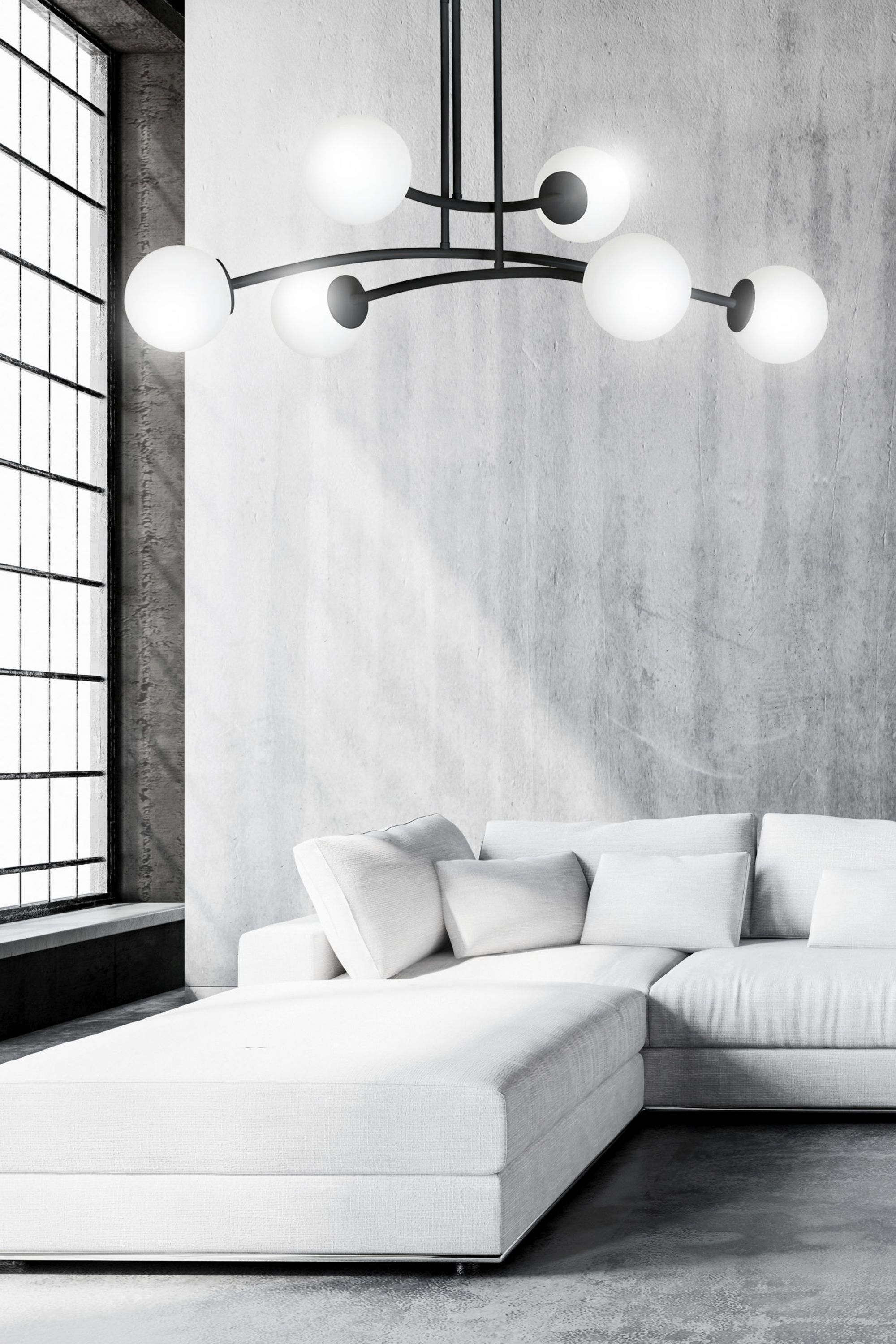 Emibig Halldor lampa podsufitowa 6x10 W czarna-mleczny 1024/6