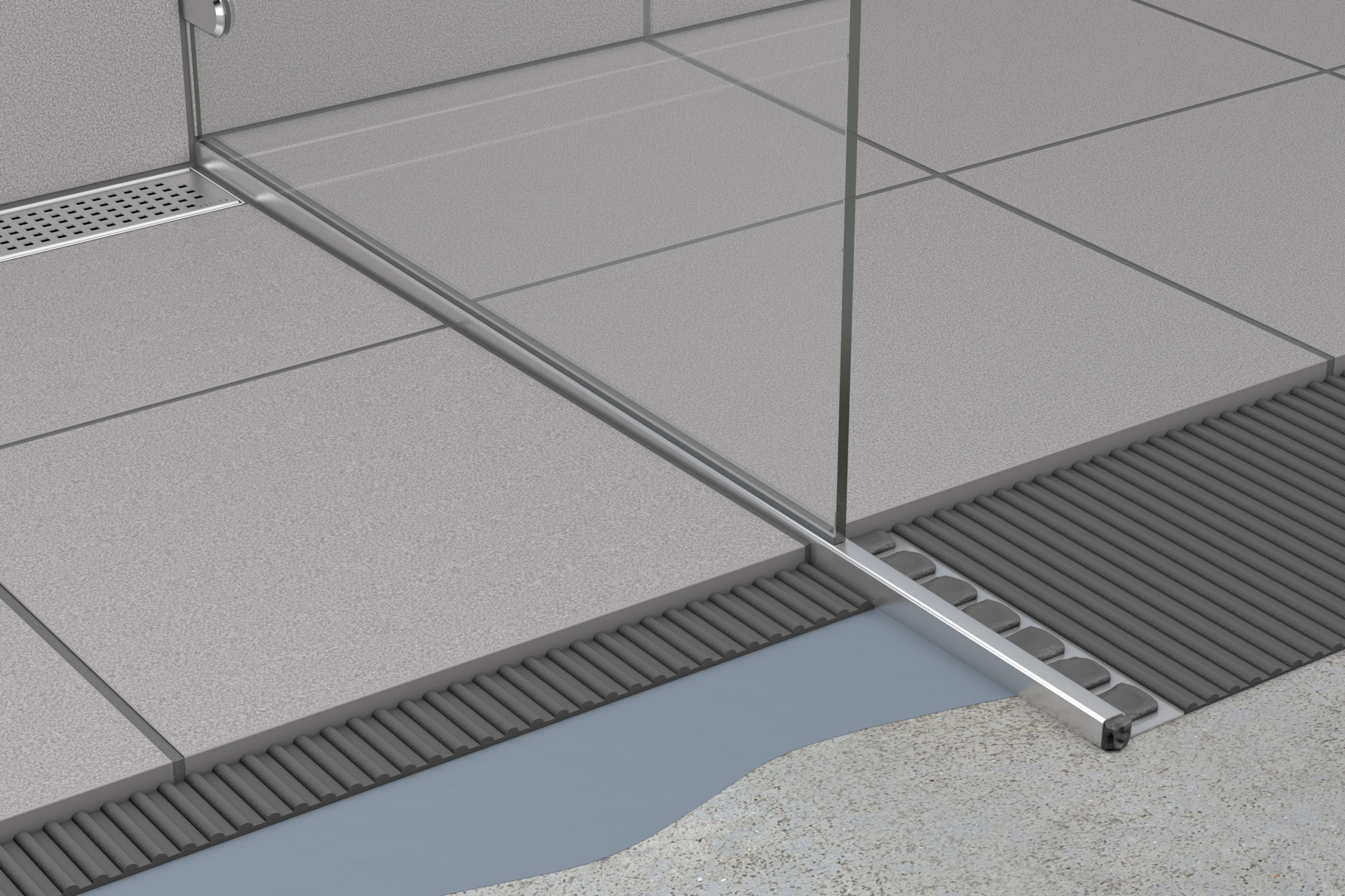 ACO ShowerStep listwa kształtująca spadek 99 cm wys. 1-3 cm prawa stal nierdzewna szczotkowana 9010.72.50