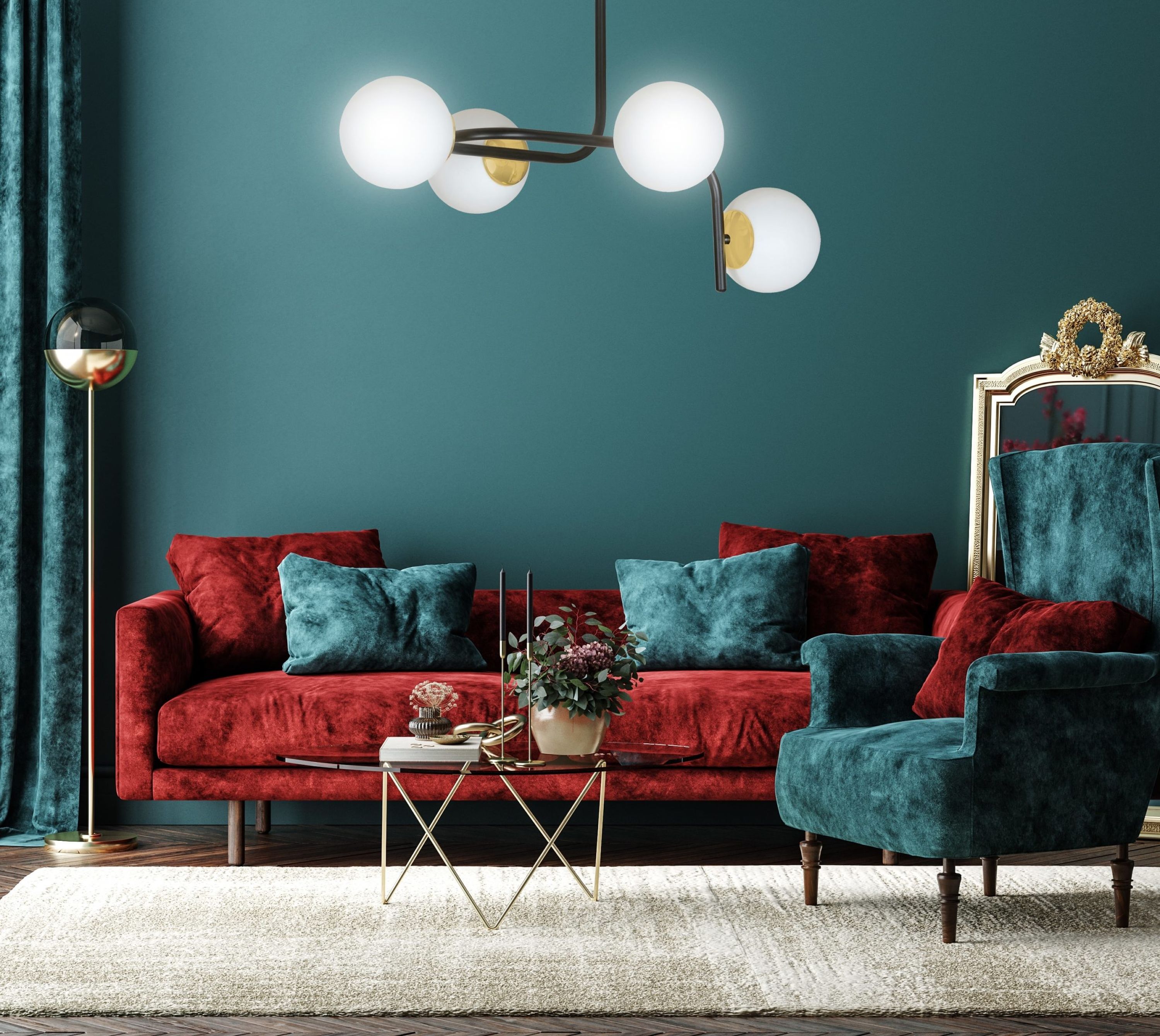 Emibig Ragnar lampa podsufitowa 4x10 W czarna-złota 1032/4A