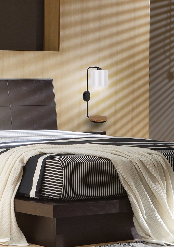 Candellux Alpine kinkiet 1x40W czarny/drewno 21-76694