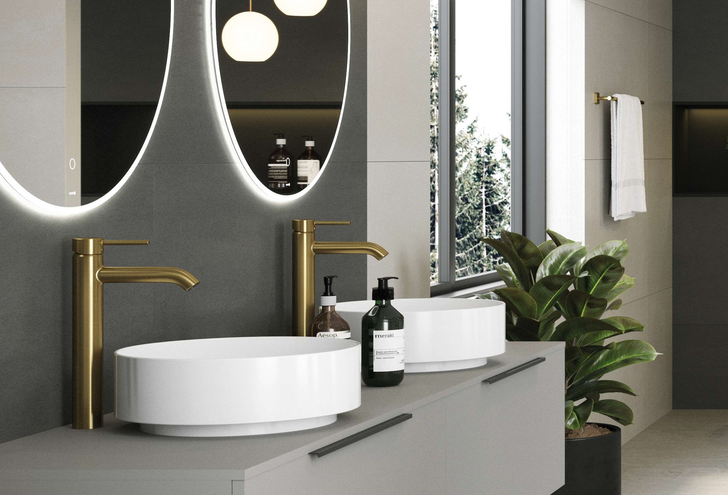 Kludi Bozz bateria umywalkowa stojąca wysoka złoty szczotkowany 38286N076