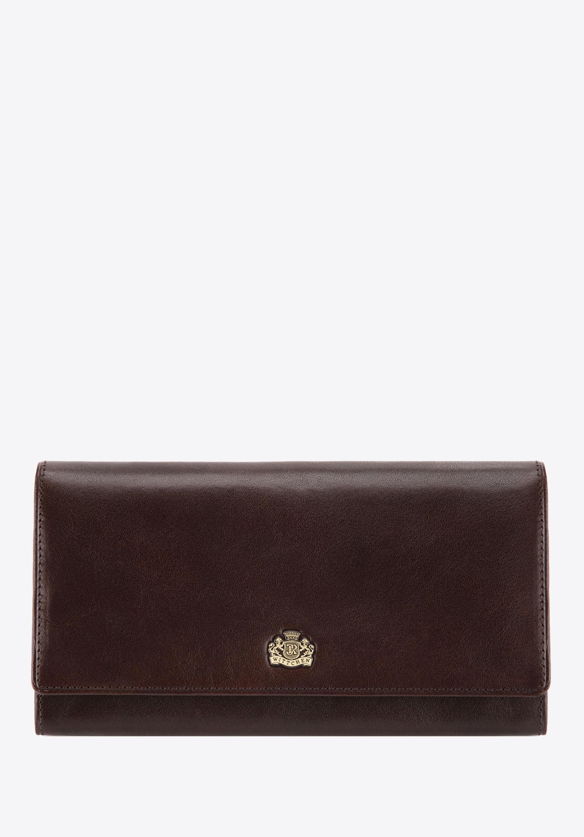 Damski portfel skórzany z herbem duży czerwony