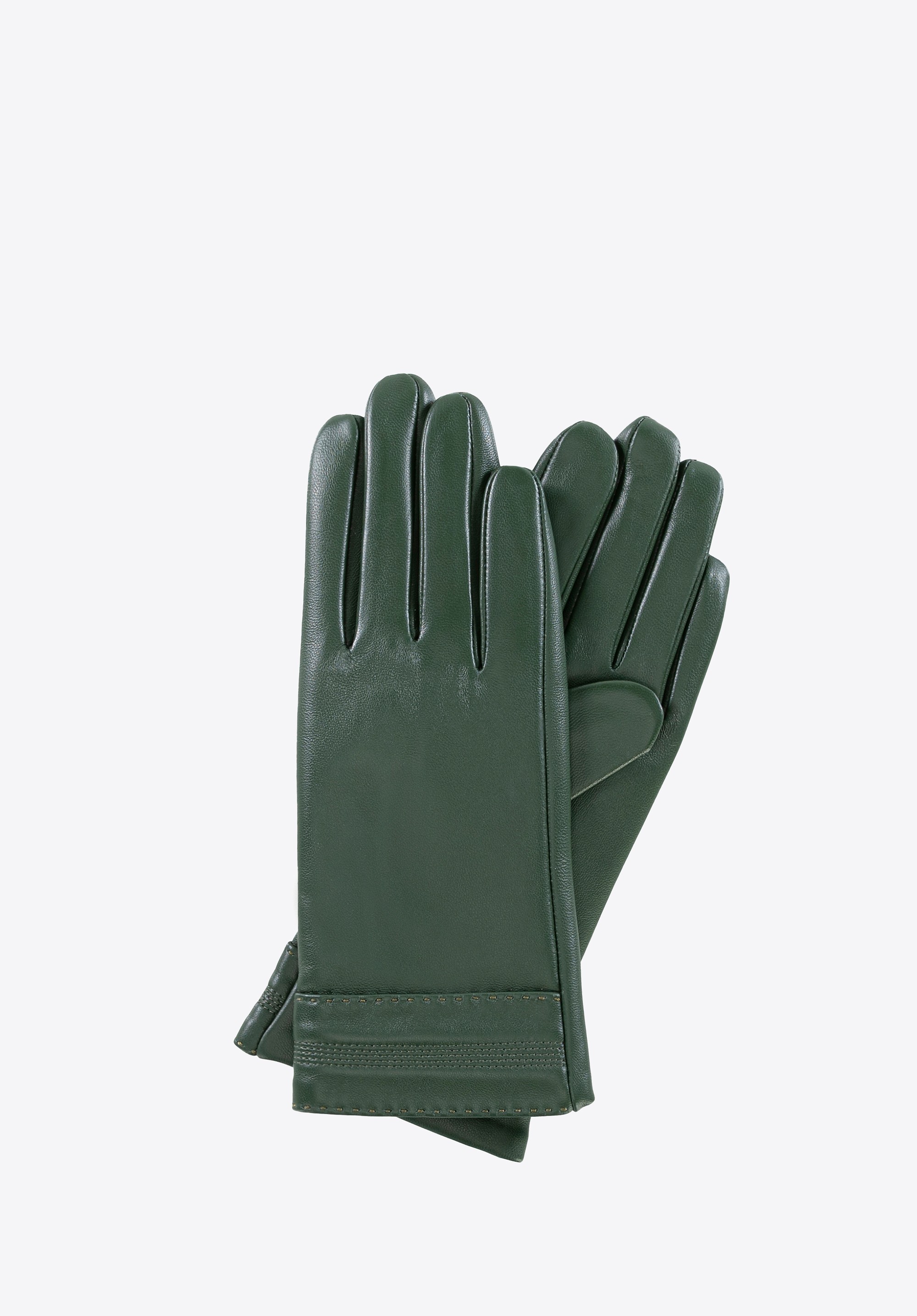 Damskie rękawiczki ocieplane ze skóry zielone