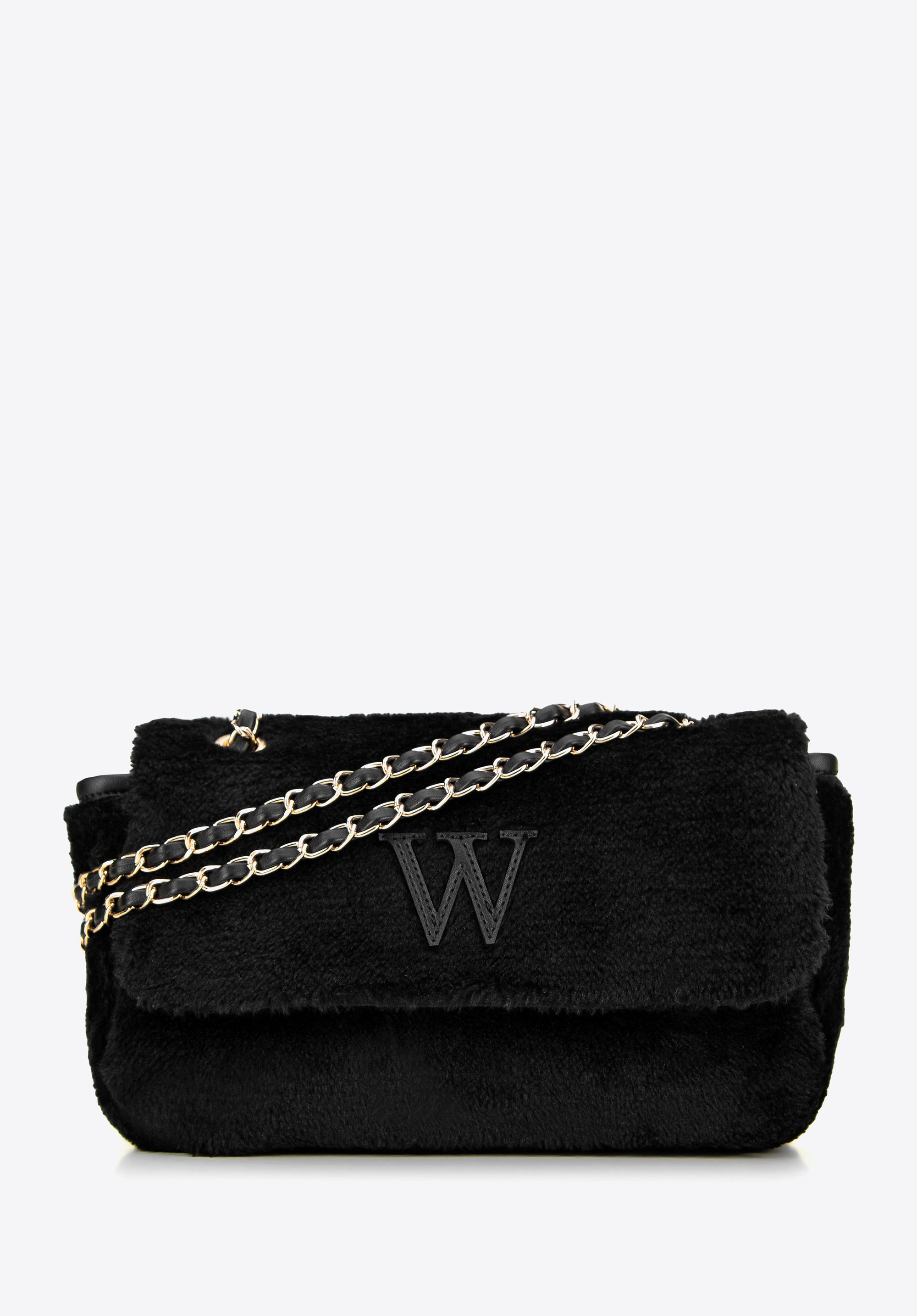 Damska torebka crossbody z futerkiem czarna