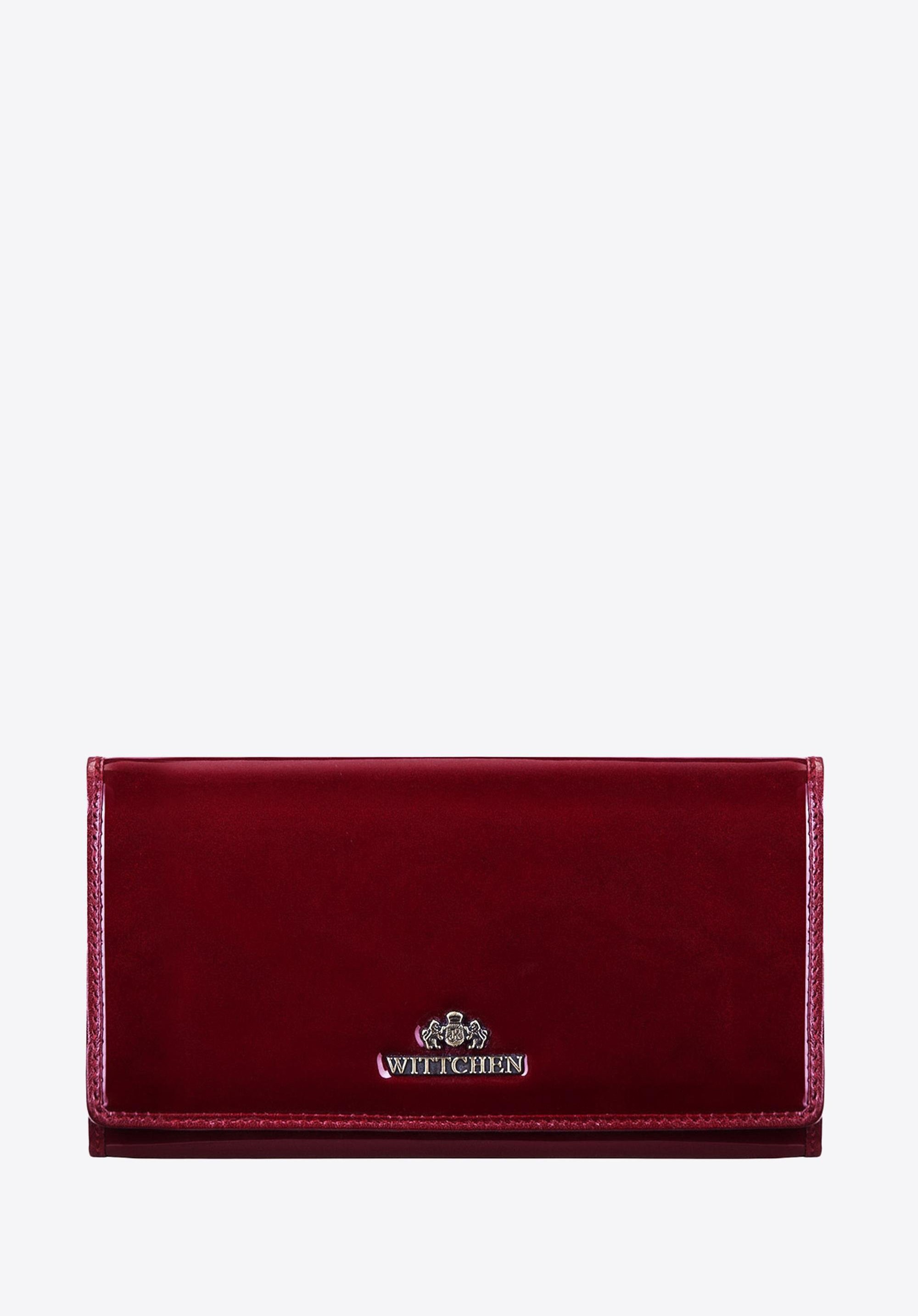 Duży portfel damski ze skóry lakierowanej bordowy
