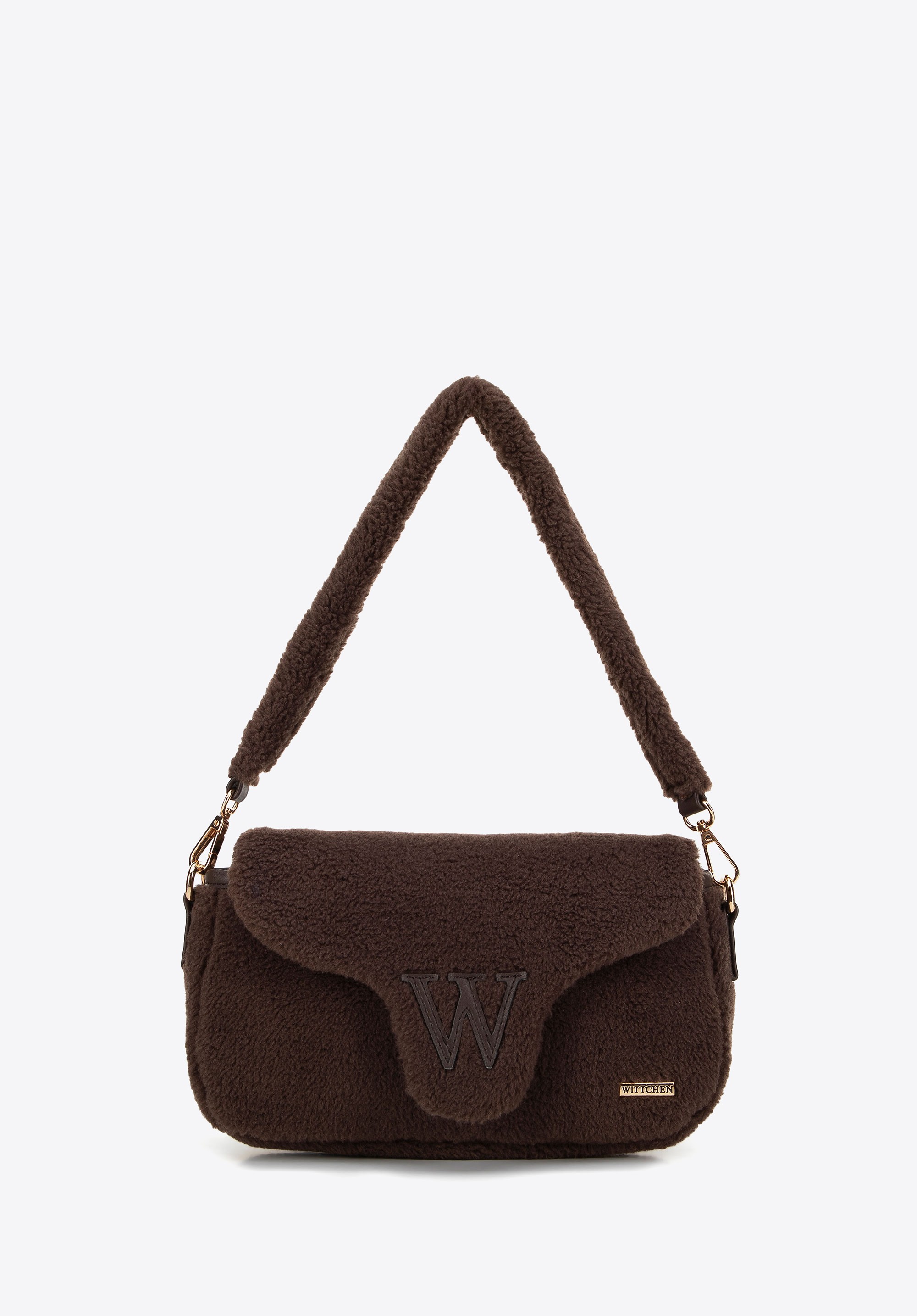 Damska listonoszka z futerkiem ciemny brązowy