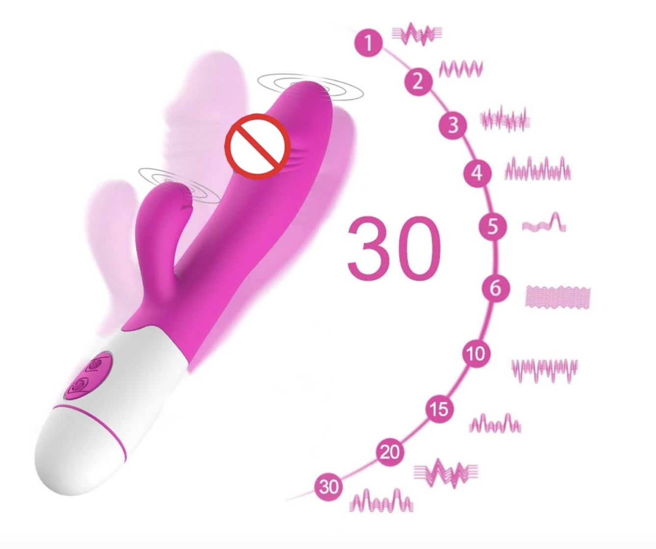 Podwójny wibrator 30 wibracji Rabbit 007