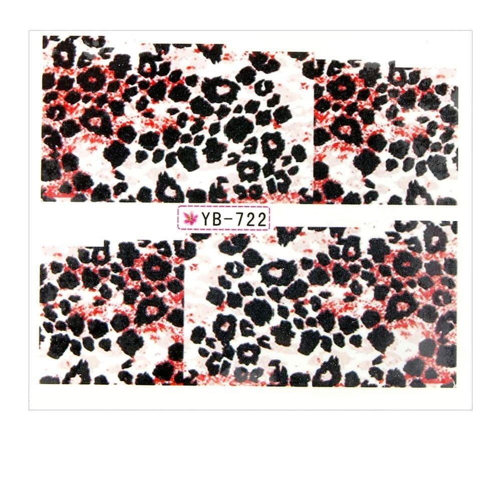 Naklejki wodne do paznokci arkusz 6,5 x 5,5 cm na 10 palców yb Nr 722