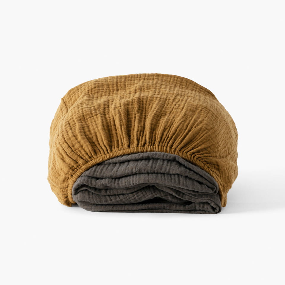 prześcieradło INFINI seledyn/szary bawełna muślinowa