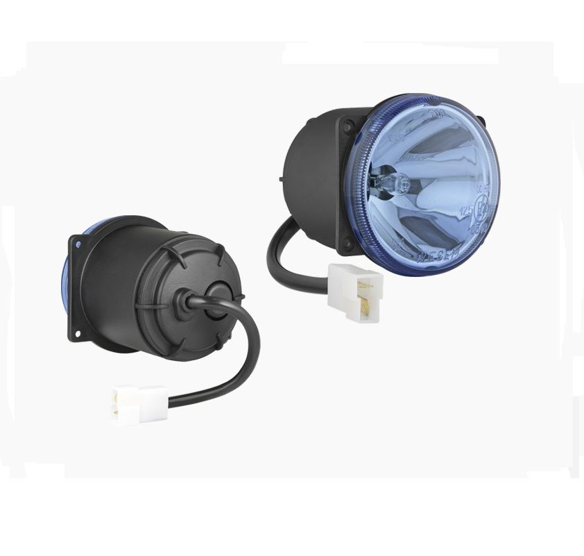 Drogowy reflektor halogenowy przewód i złączem AMP Faston i żarówką błękitny HM4.33715 Wesem