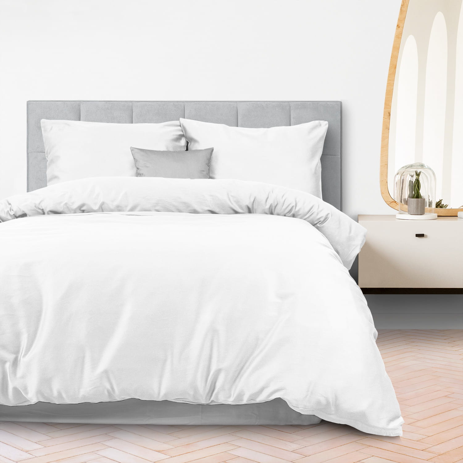 Pościel bawełniana 180x200 satyna kolor biały