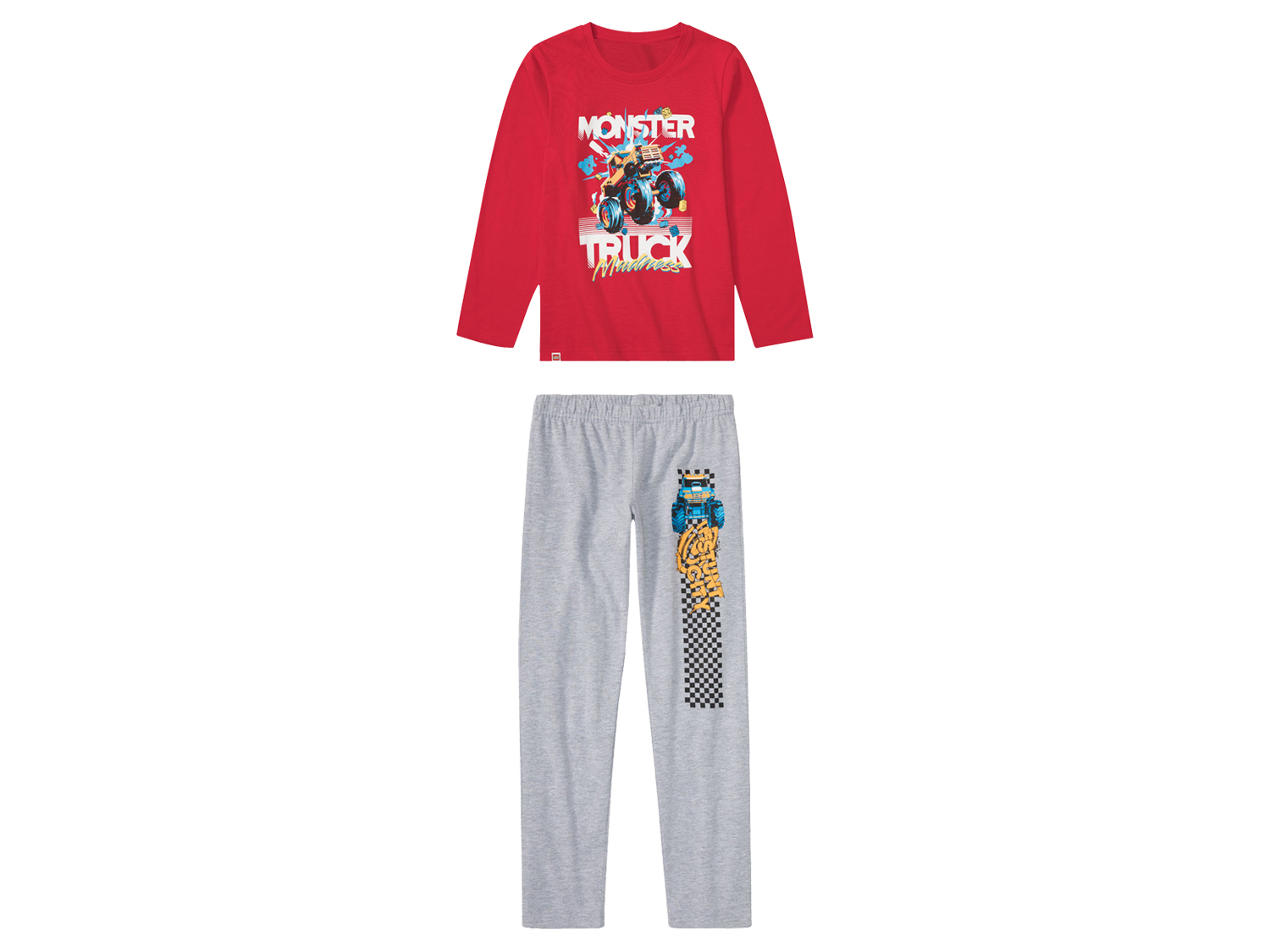 Lego Piżama chłopięca bawełniana z nadrukiem koszulka + spodnie 98 - 104, City czerwony/szary