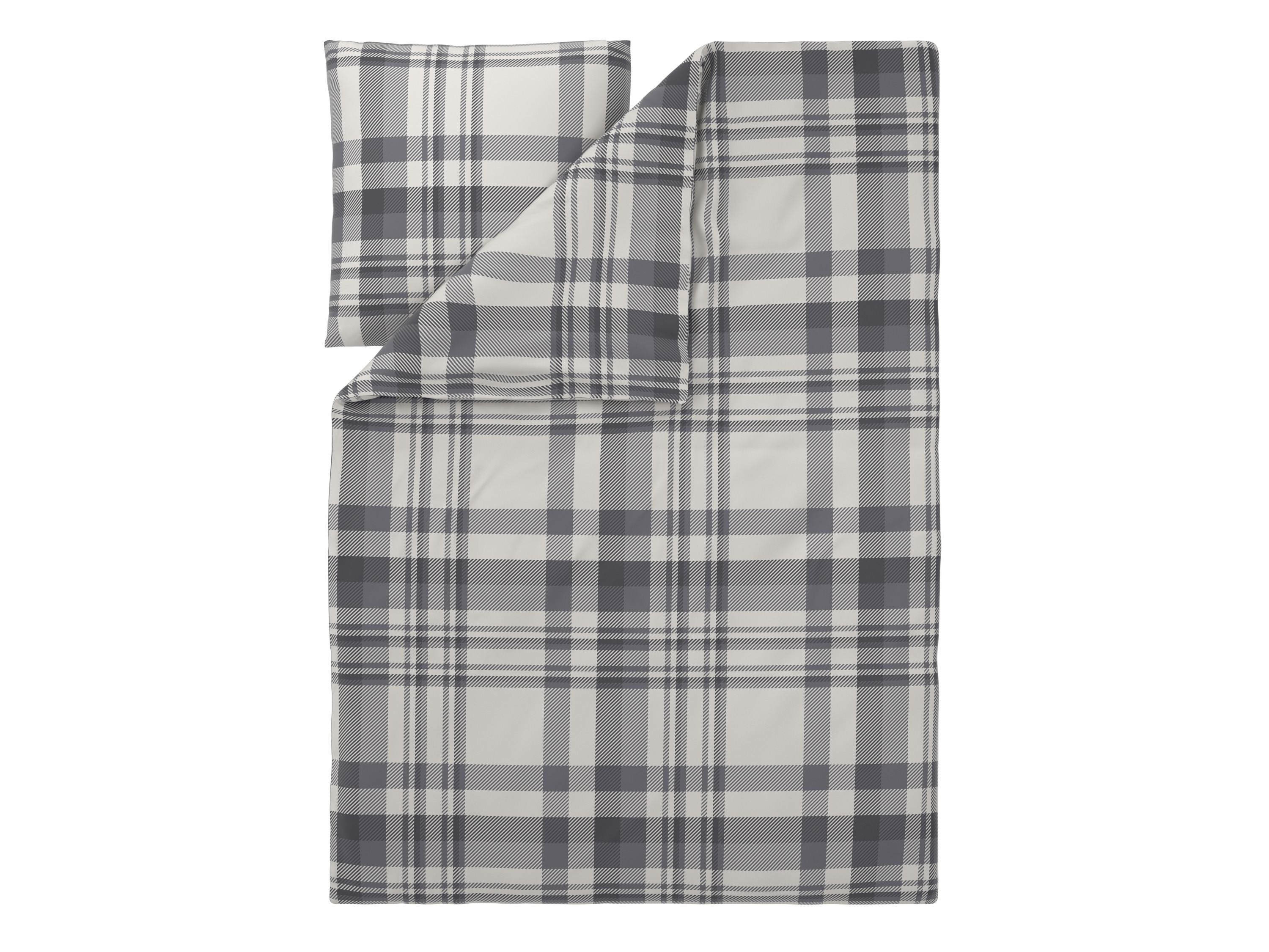 Livarno Pościel flanelowa z bawełną, 140 x 200 cm Szary/kratka