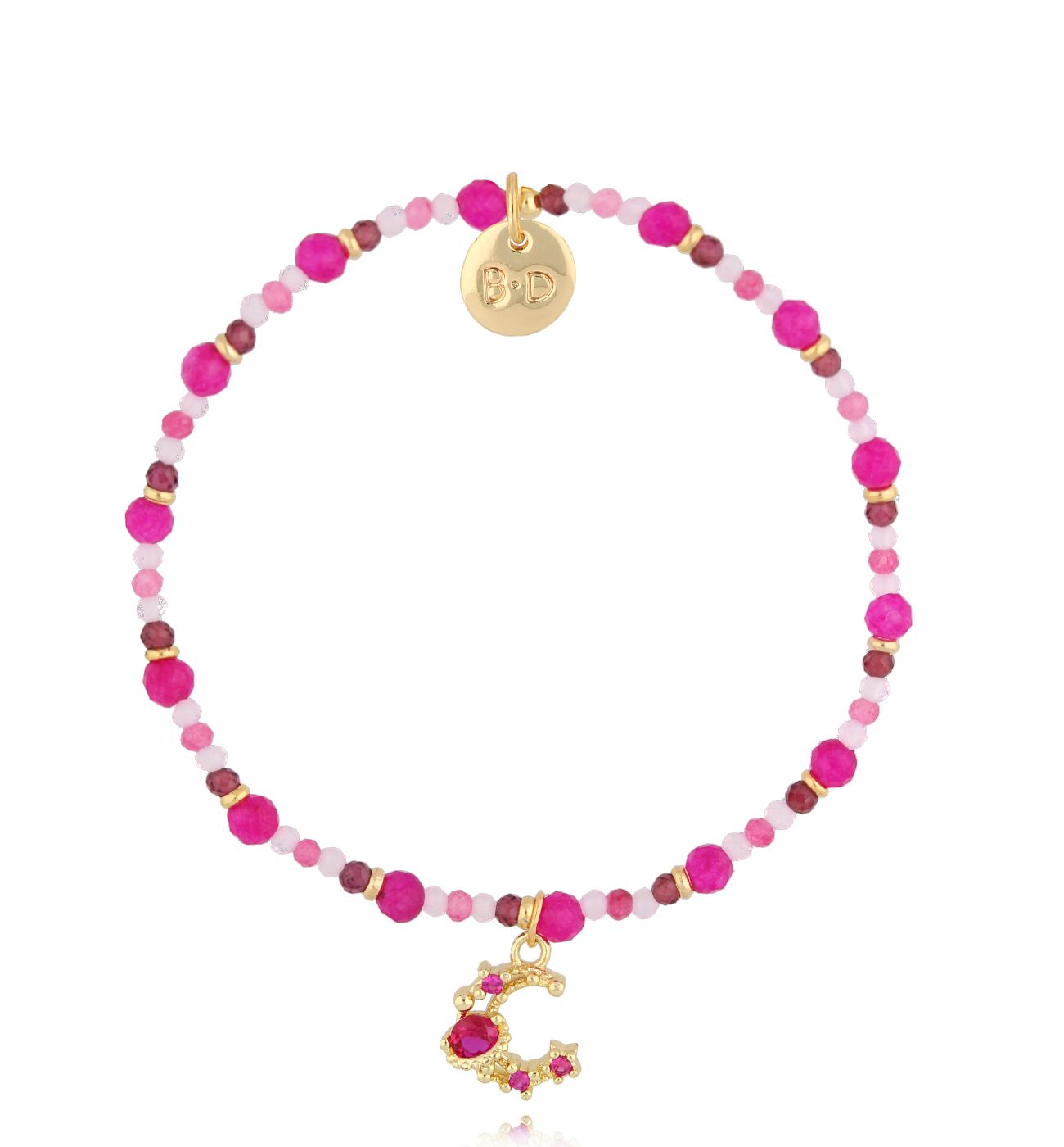 Bransoletka fuksjowa z księżycem Sarah - By Dziubeka