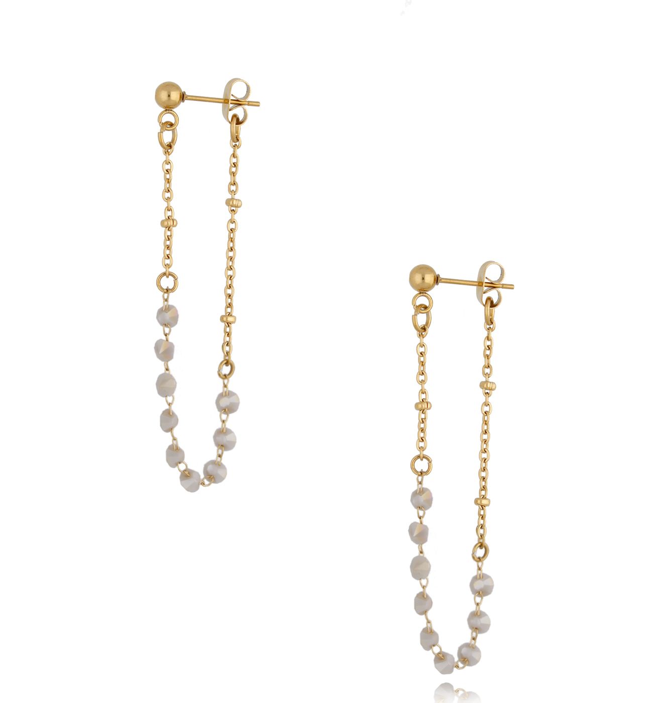 Kolczyki z beżowymi kryształkami Stunning KSC0054