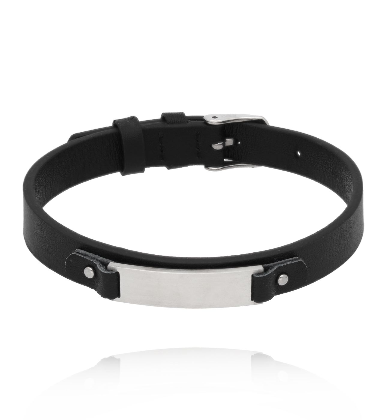 Bransoletka męska czarna skórzana BMITC1003