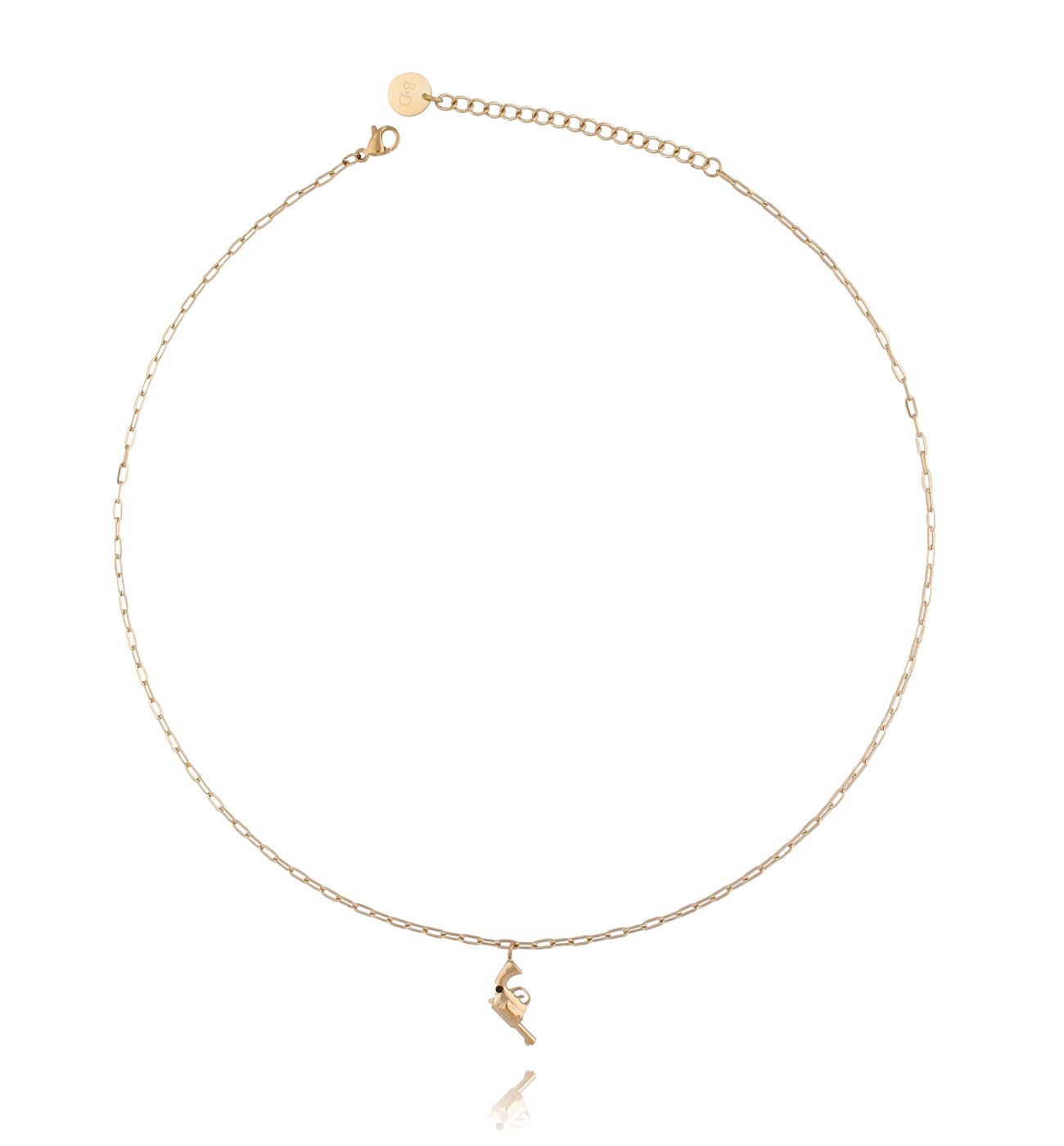 Naszyjnik złoty z rewolwerem ze stali szlachetnej - By Dziubeka