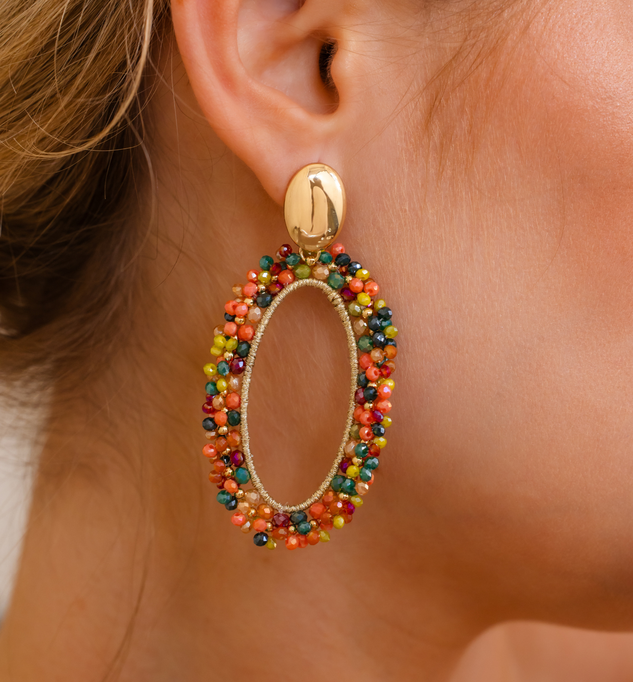 Kolczyki z kolorowymi kryształkami KWE0334 - By Dziubeka