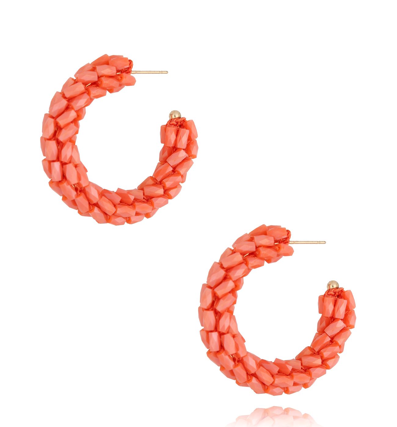 Kolczyki brzoskwiniowe żywe z kryształkami Descansar KWE0101