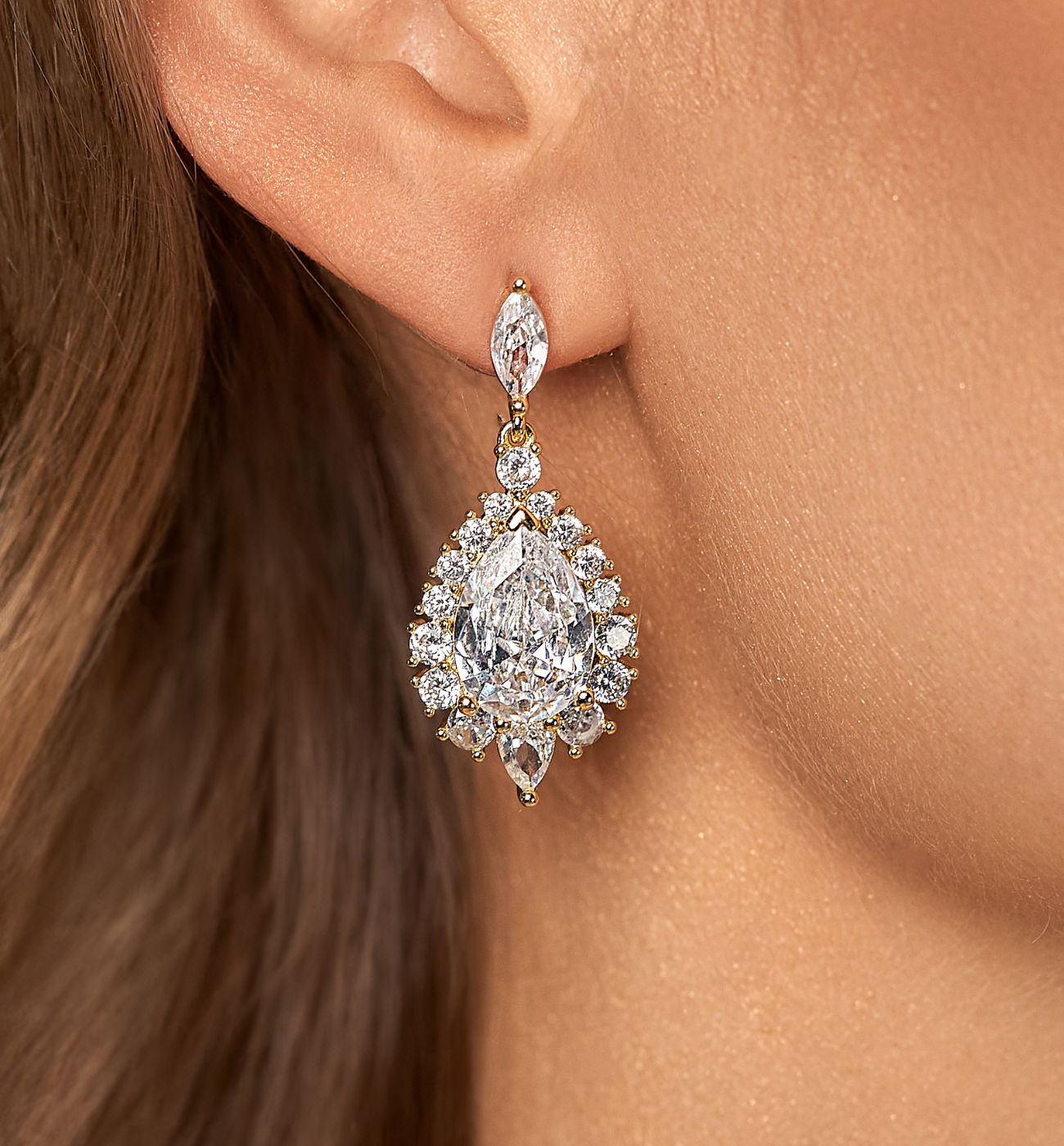 Kolczyki kryształowe złote Princesse - By Dziubeka