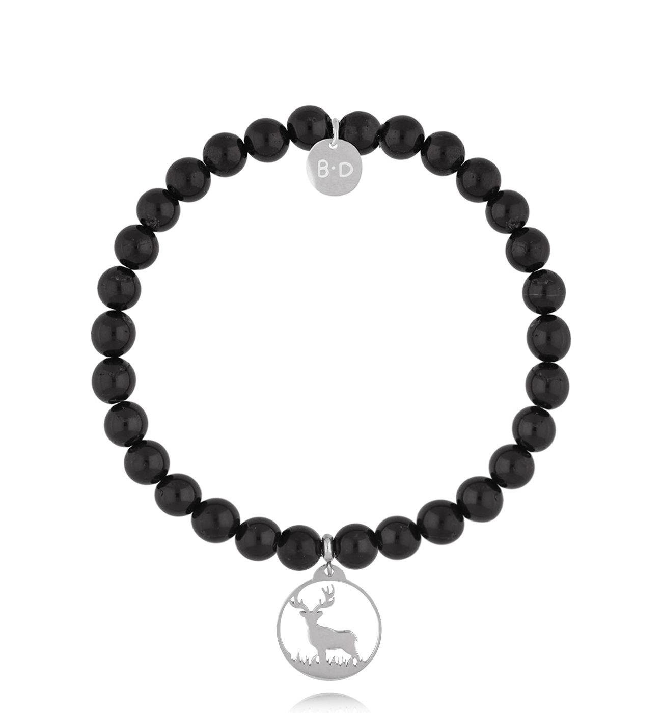 Bransoletka czarna z turmalinami i jeleniem Astrid BTW2659
