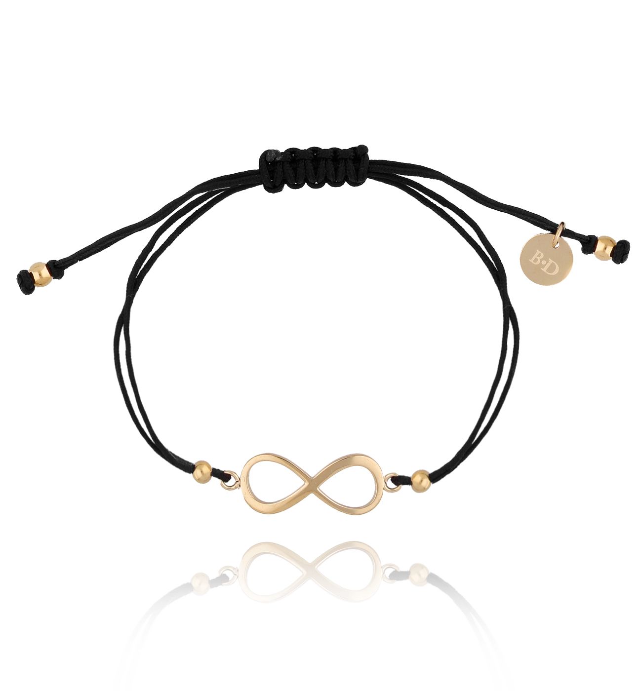 Bransoletka na czarnym sznurku z nieskończonością BGL0453 - By Dziubeka