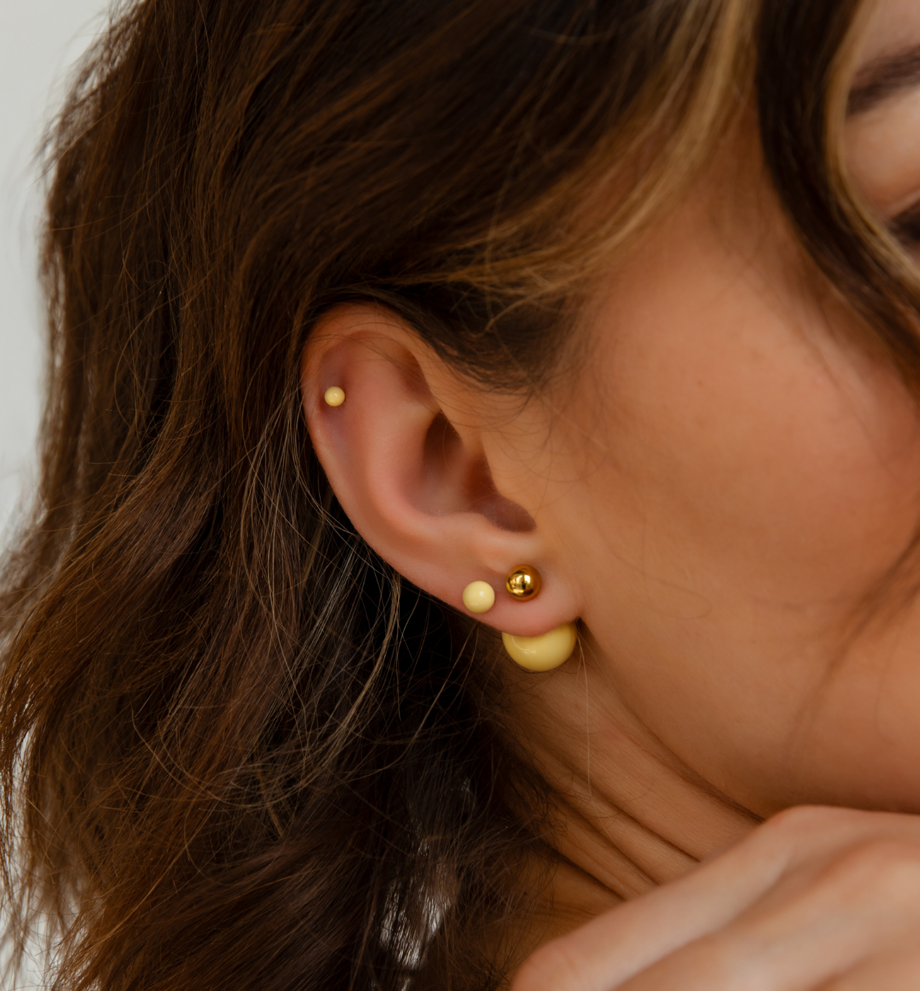 Zestaw pastelowych żółtych kolczyków Z0443 - By Dziubeka