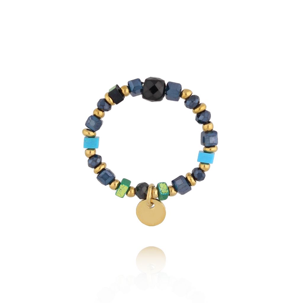 Pierścionek elastyczny granatowy PSC0719 - By Dziubeka