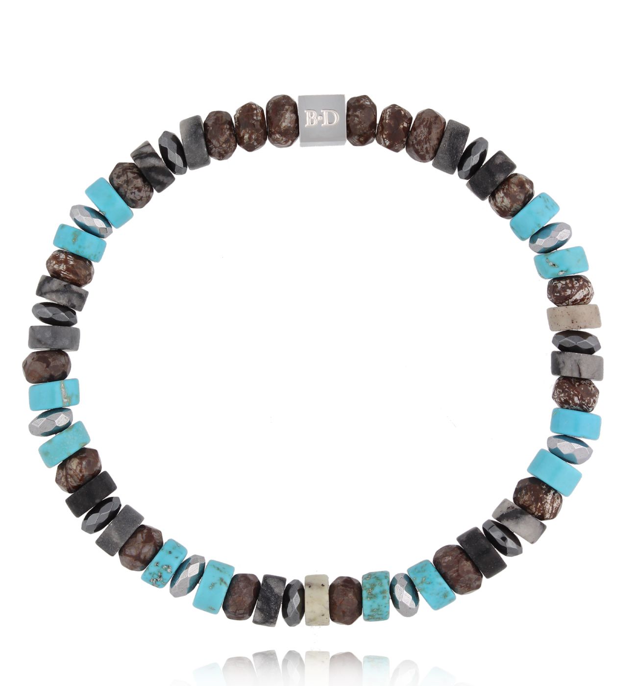 Bransoletka z jaspisami i turkusami elastyczna BMITC0836