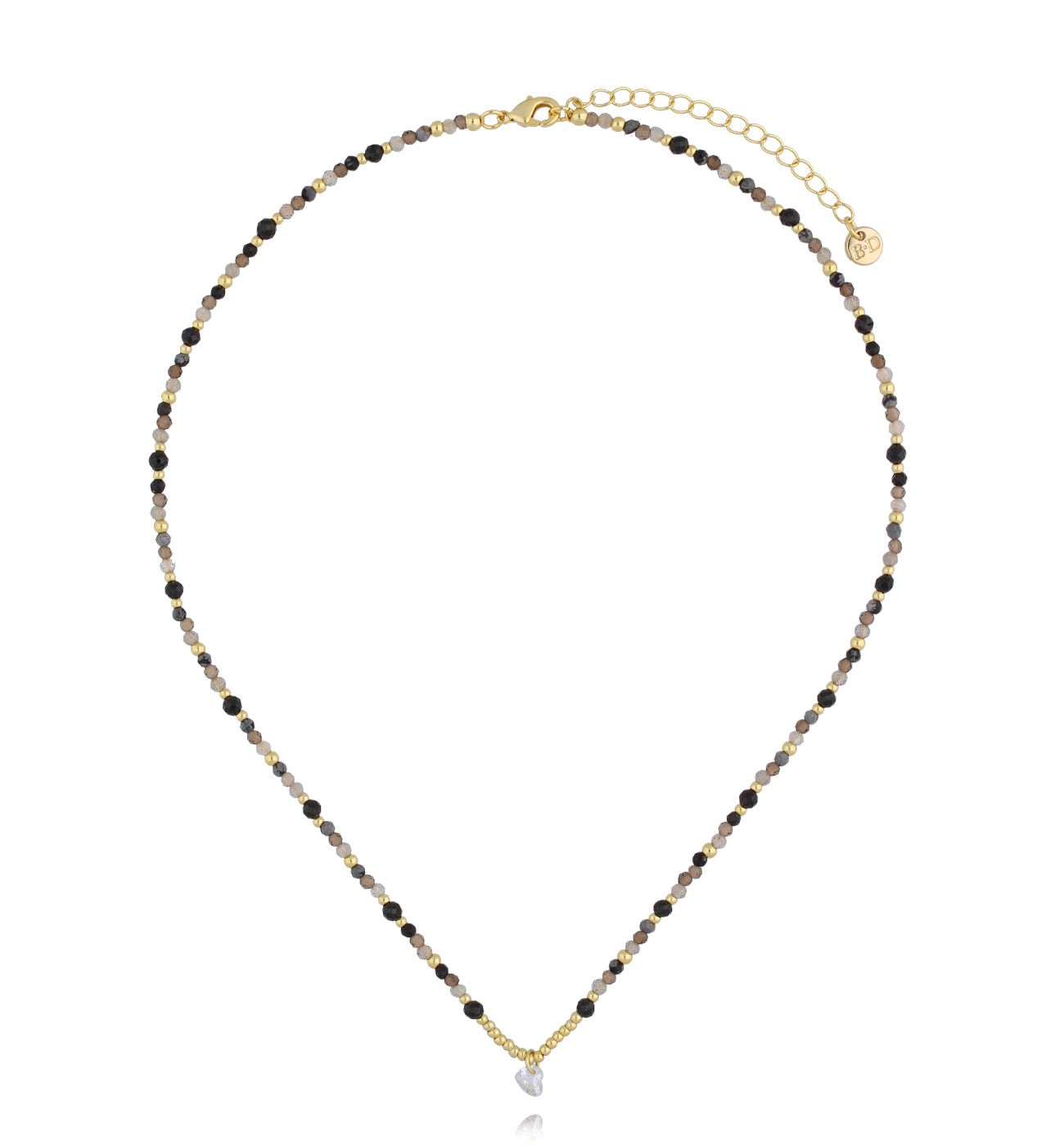 Naszyjnik czarno szary z sercem - By Dziubeka