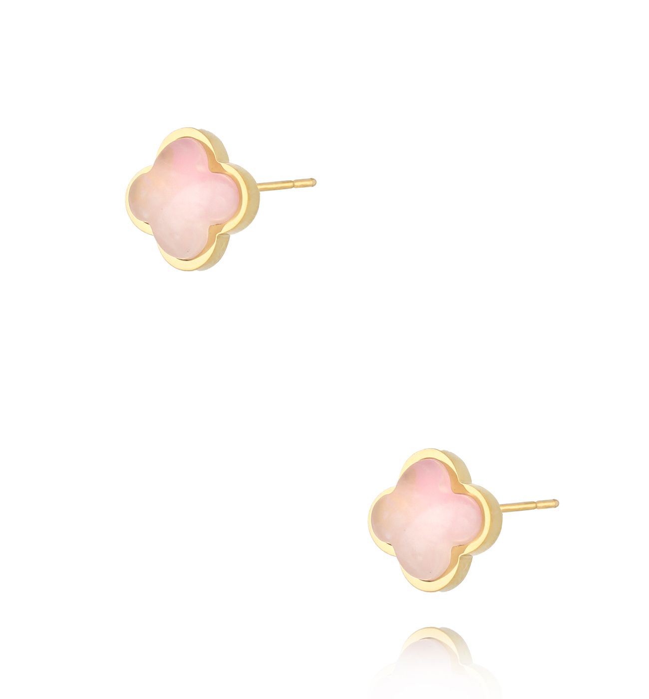 Kolczyki z koniczynką z kwarcem różowym Pink Chick KSA2071