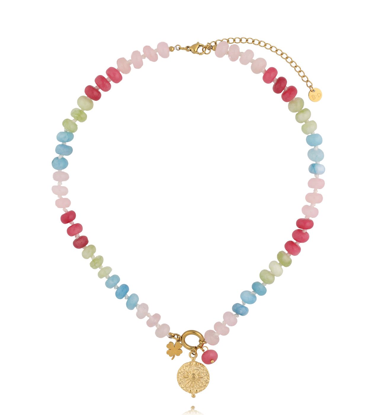 Naszyjnik z różowych, zielonych i niebieskich kamieni NPA1380