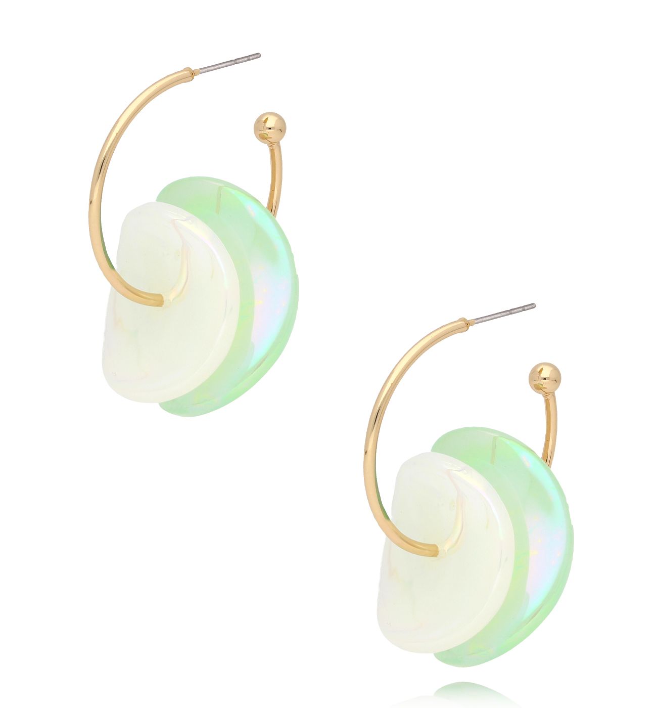 Kolczyki okrągłe miętowo białe Arusza KZA0151 - By Dziubeka