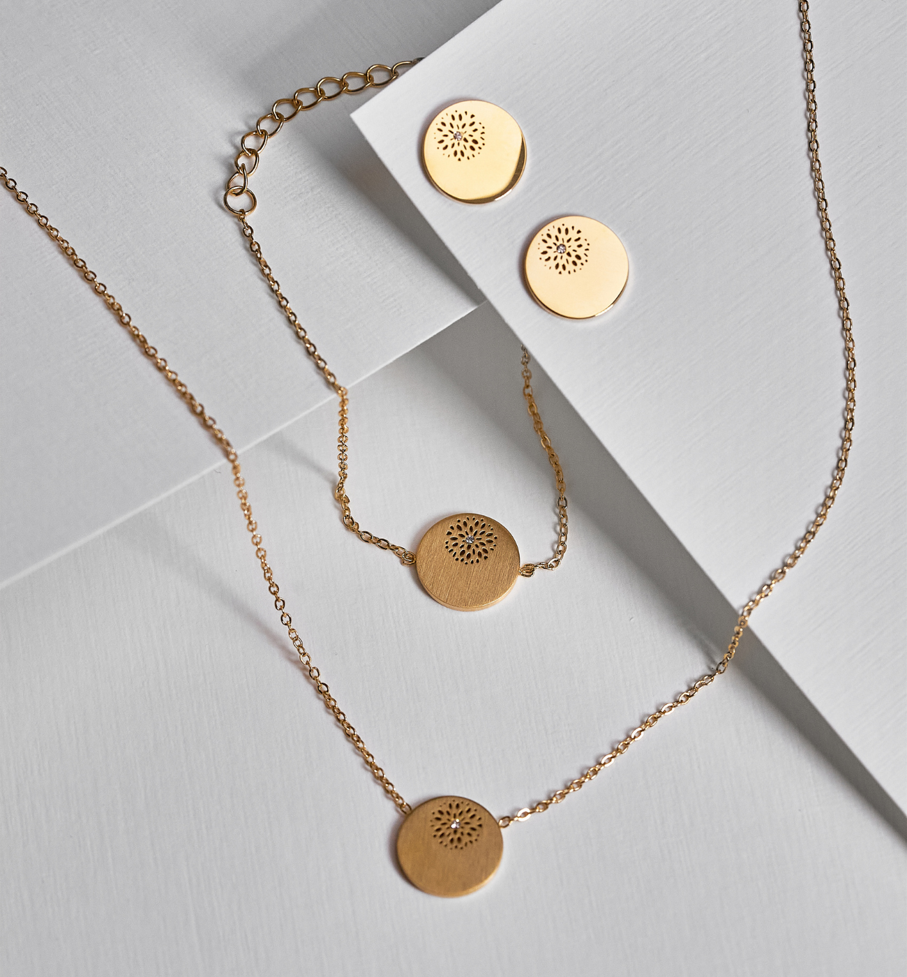 Zestaw złoty z blaszkami Lace Z0060 - By Dziubeka