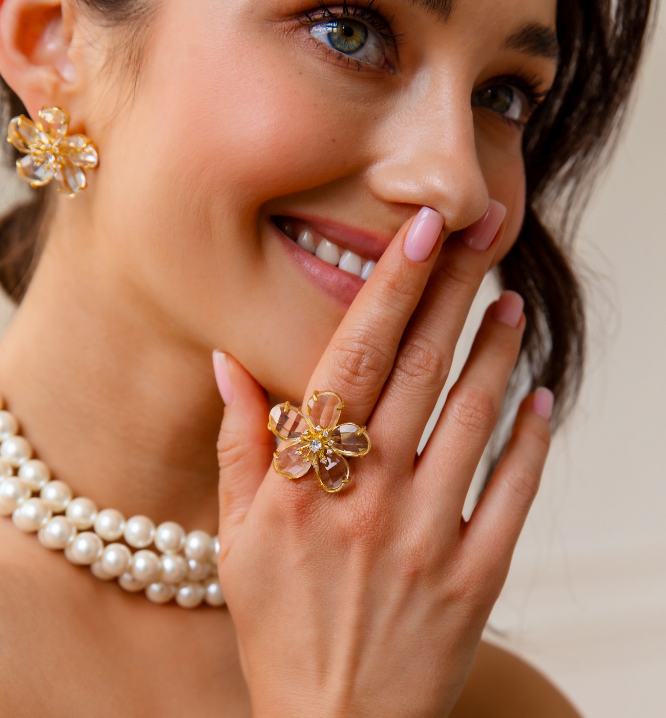 Pierścionek z kryształowym kwiatkiem Floreale PSS0156