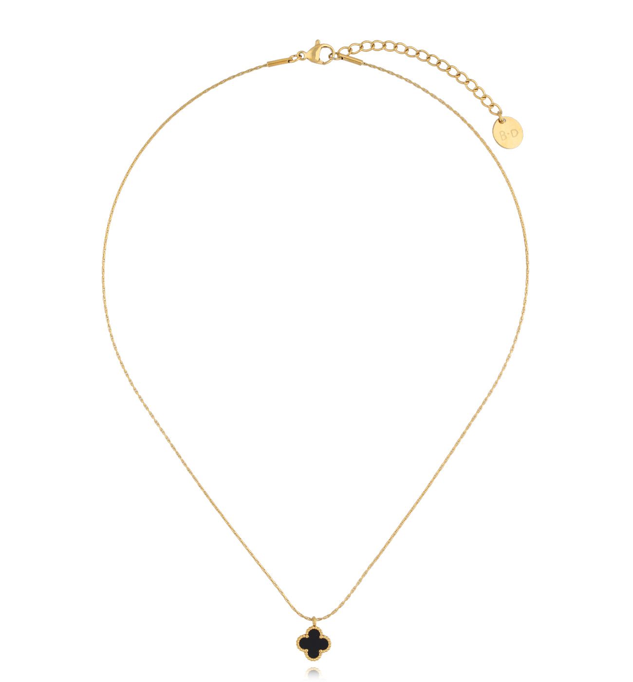 Naszyjnik z czarną koniczynką Clovers NSY0321 - By Dziubeka