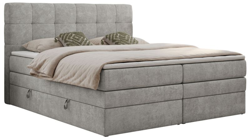 Łóżko kontynentalne MKS Meble LUKA KING 200x200 H4 Jasnoszary struktura 1szt.