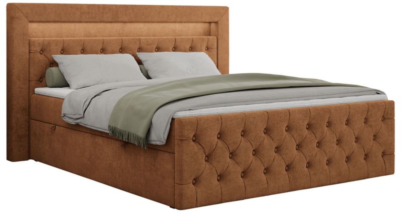 Łóżko kontynentalne MKS Meble GOLD 9 140x200 H4 Pomarańczowy struktura 1szt.
