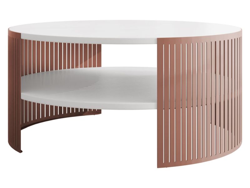 Stolik kawowy MIRJAN 24 do salonu Fikoli Ember miedziany/biel arktyczna 1 szt.