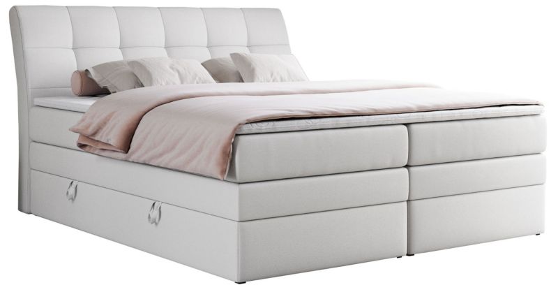 Łóżko kontynentalne MKS Meble GOLD 10 KING 120x200 H3 Biały ecoskóra 1szt.