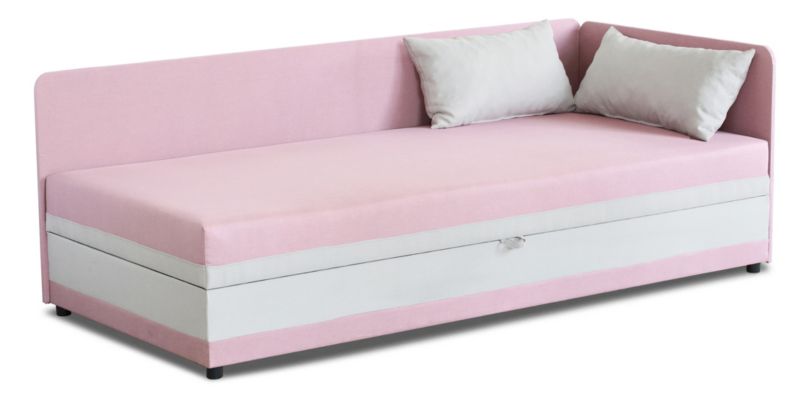 Tapczan jednoosobowy z pojemnikiem Bonni Hirek 80x200 Różowy/Szary 1 szt.