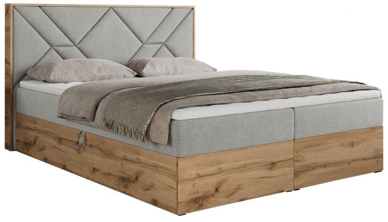 Łóżko kontynentalne MKS Meble GUNAR 120x200 H3 Jasnoszary struktura 1szt