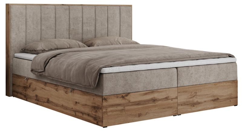 Łóżko kontynentalne MKS Meble BELLISSIMO 180x200 H4 beżowy struktura 1szt.