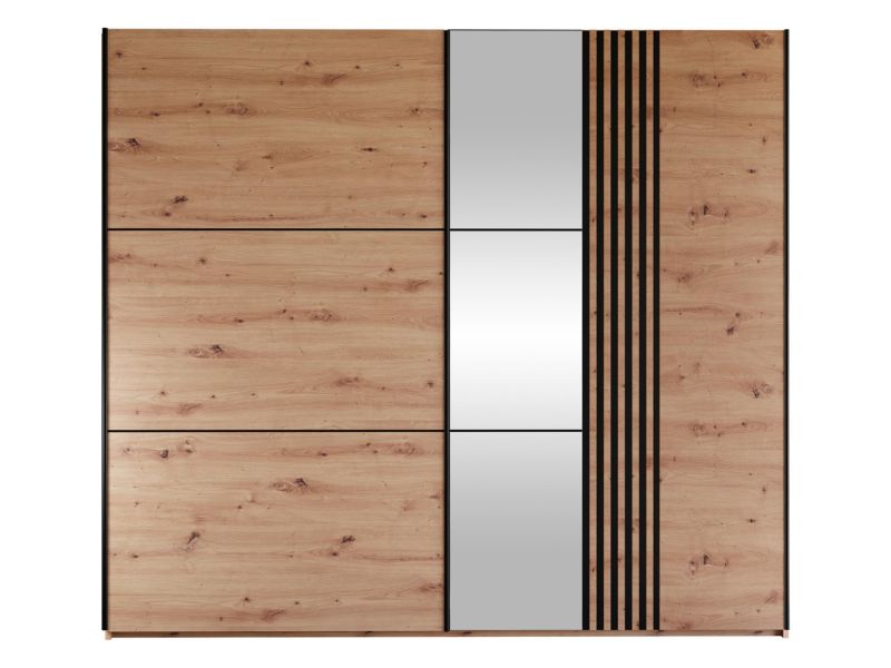 Szafa przesuwna z lustrem MIRJAN 24 Sintra 250 dąb artisan + czarny 1 szt.