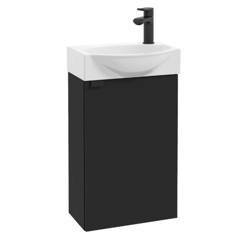 Szafka do Łazienki Stamar Stojąca z Umywalką 400x220 mm Czarna Matowa z Baterią Obrotowa 1 szt