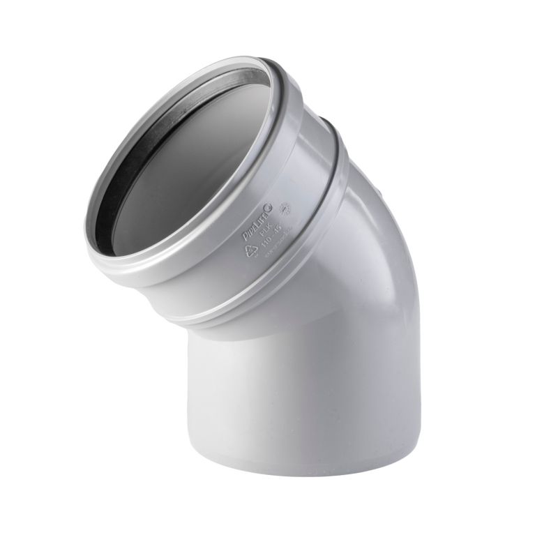 Kolano kanalizacyjne Pipelife 30° 110 mm szare