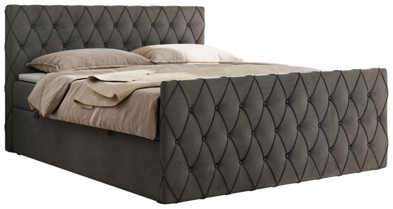 Łóżko kontynentalne MKS Meble MIREN DUO 200x200 H3 Ciemnoszary welvet 1szt.