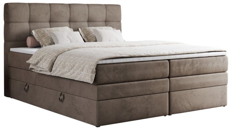 Łóżko kontynentalne MKS Meble ERNI KING 140x200 H4 Brązowy welvet 1szt.