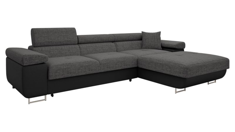 Narożnik MIRJAN 24 z funkcją spania Torezio Mini prawy czarna ekoskóra/grafitowy 1 szt.